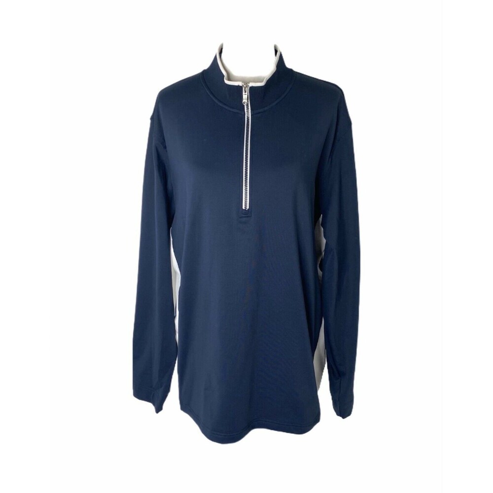 Vuga Men’s Shirt Blue Pullover Quarter Zip Long Sleeve Athletic Golf Size XXL